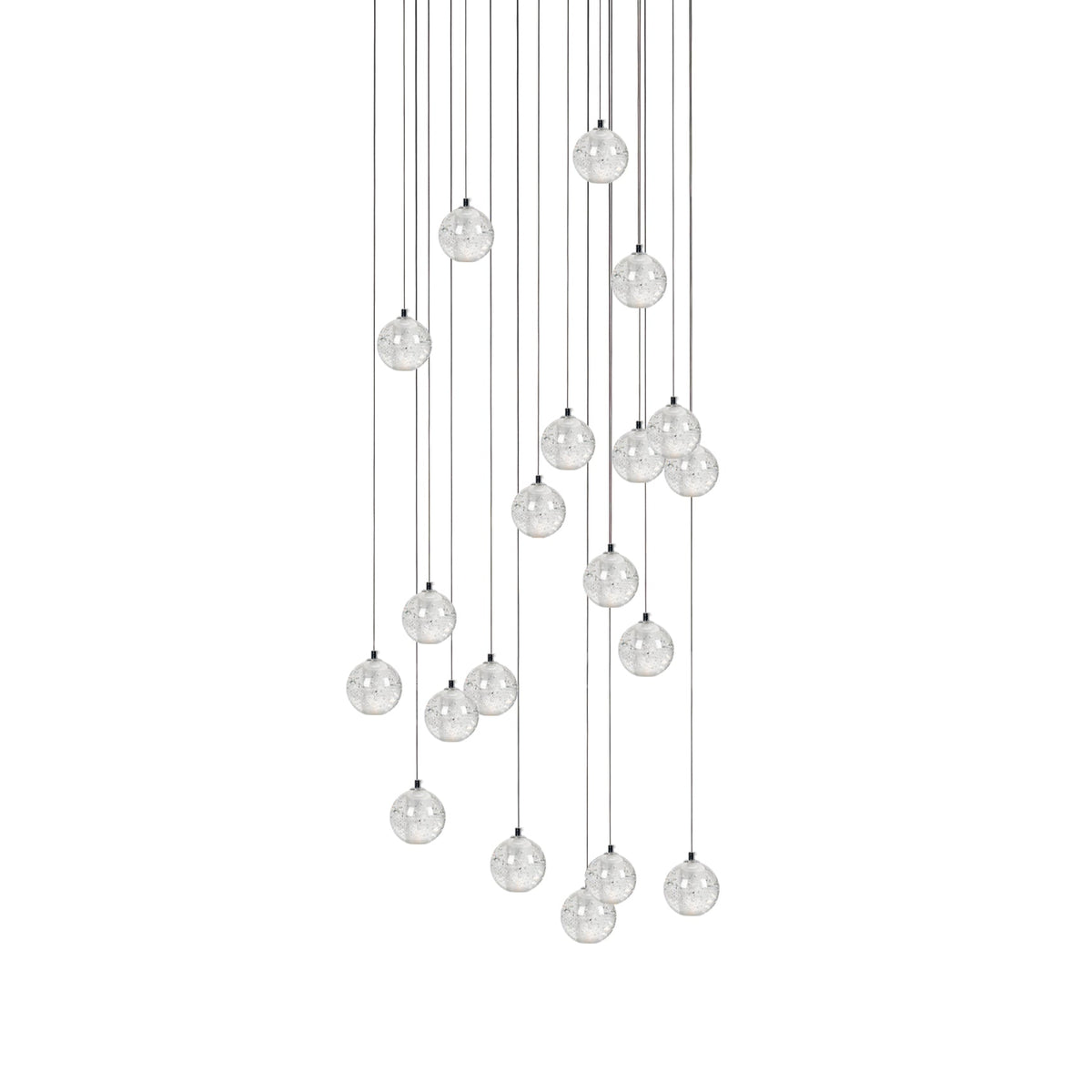 Spherical Glass Globe Multi-Drop Hanging Fixture – Adjustable Stairwell & Entryway Chandelier with Chrome Hardware | Thomler