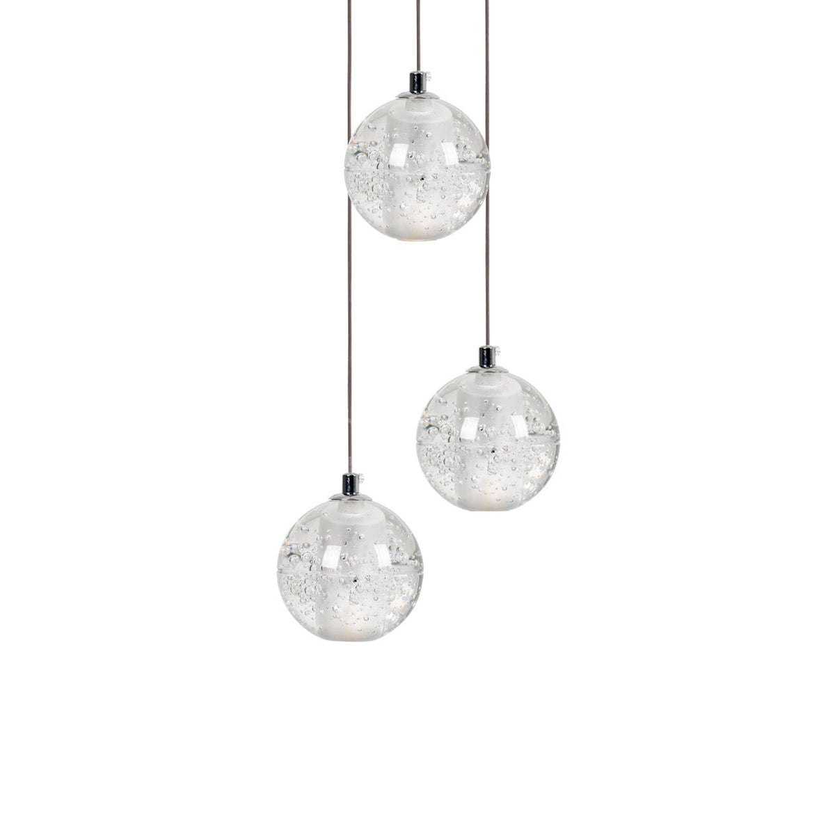 Spherical Glass Globe Multi-Drop Hanging Fixture – Adjustable Stairwell & Entryway Chandelier with Chrome Hardware | Thomler