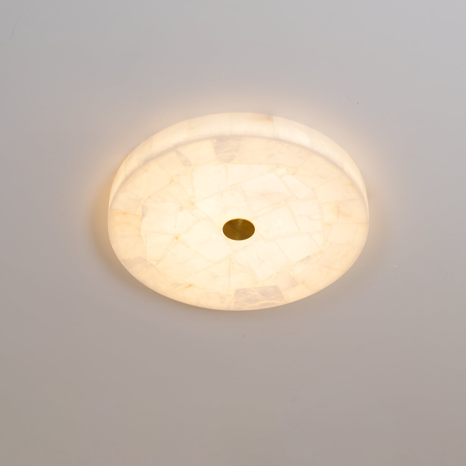 Ceiling Lamp Alabaster LED 5.0 cm White Gold Living Room Hallway Ambient Lighting Modern Indoor Round Light Fixture | Thomler