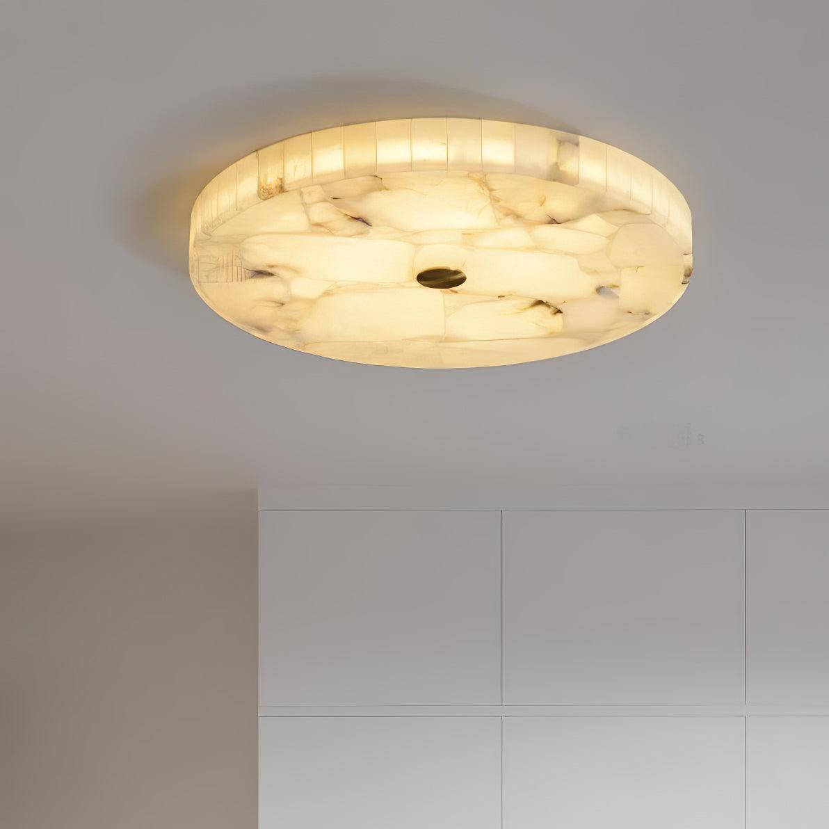 Ceiling Lamp Alabaster Round 5.0 cm White Gold Indoor Living Room Hallway Modern Lighting Minimalist LED Fixture | Thomler