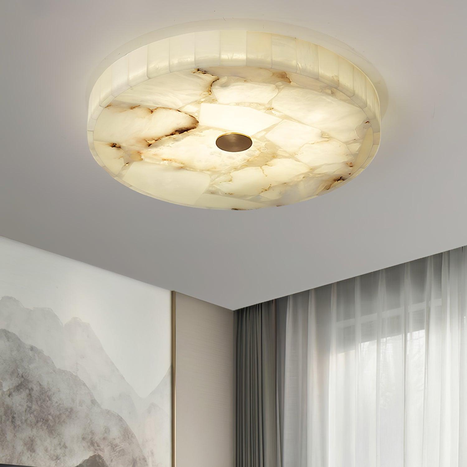 Ceiling Lamp Alabaster Round 19.7 in Indoor Warm Light Mosaic Decorative Modern Fixture | Thomler