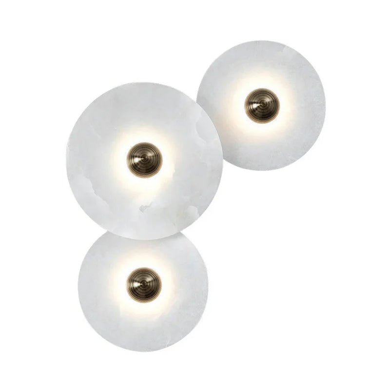 Wall Light Alabaster Multi Disc 13.8 in Flush Mount Ceiling Indoor LED Fixture Modern Bronze Sconce Ambient Lighting | Thomler