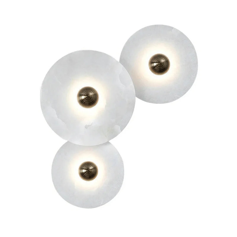 Wall Light Alabaster Multi Disc 13.8 in Flush Mount Ceiling Indoor LED Fixture Modern Bronze Sconce Ambient Lighting | Thomler