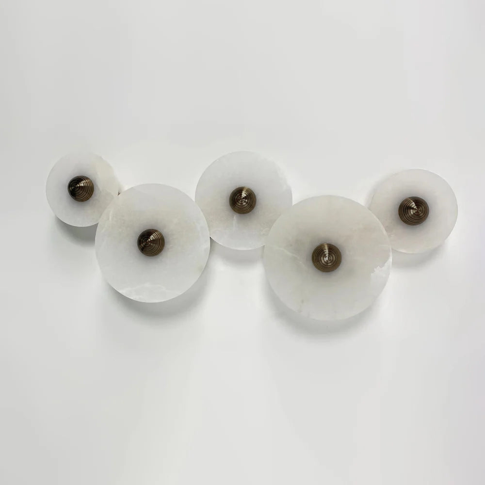 Wall Light Alabaster Multi Disc 13.8 in Flush Mount Ceiling Indoor LED Fixture Modern Bronze Sconce Ambient Lighting | Thomler