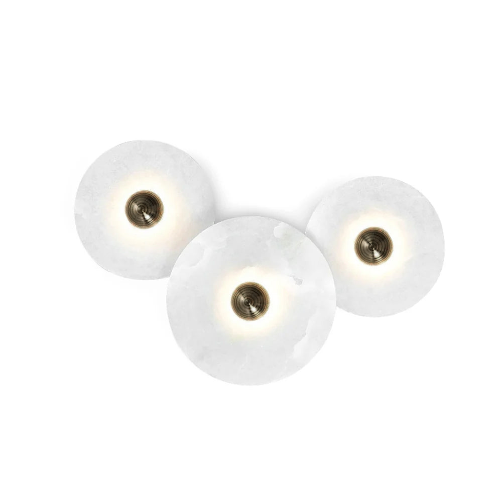 Wall Light Alabaster Multi Disc 13.8 in Flush Mount Ceiling Indoor LED Fixture Modern Bronze Sconce Ambient Lighting | Thomler