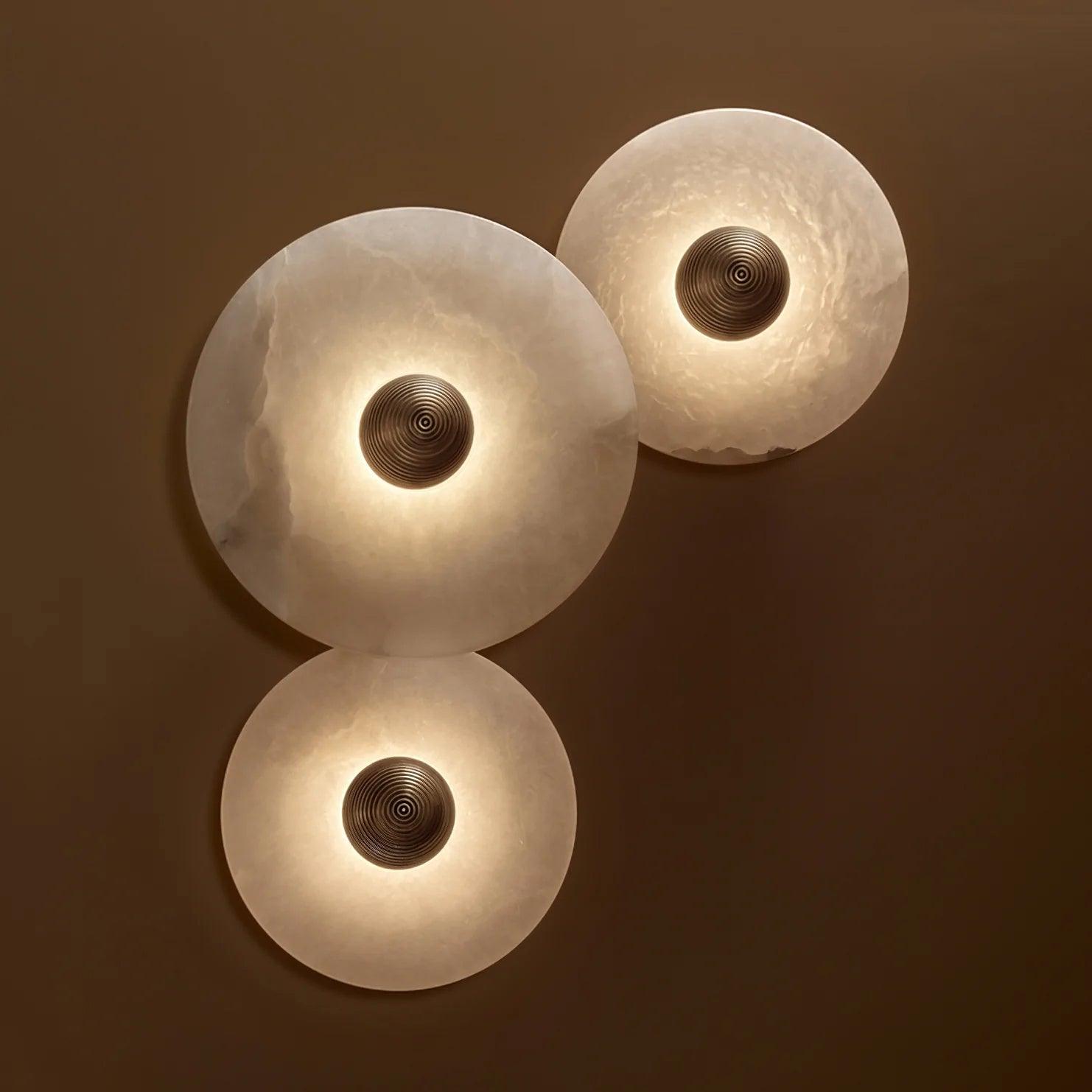 Wall Lamp Alabaster 7.9–13.8 In Round LED Bedroom Hallway Modern Minimalist Sconce Lighting Fixture | Thomler