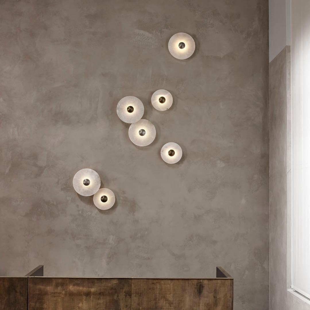 Wall Light Alabaster Multi Disc 13.8 in Flush Mount Ceiling Indoor LED Fixture Modern Bronze Sconce Ambient Lighting | Thomler