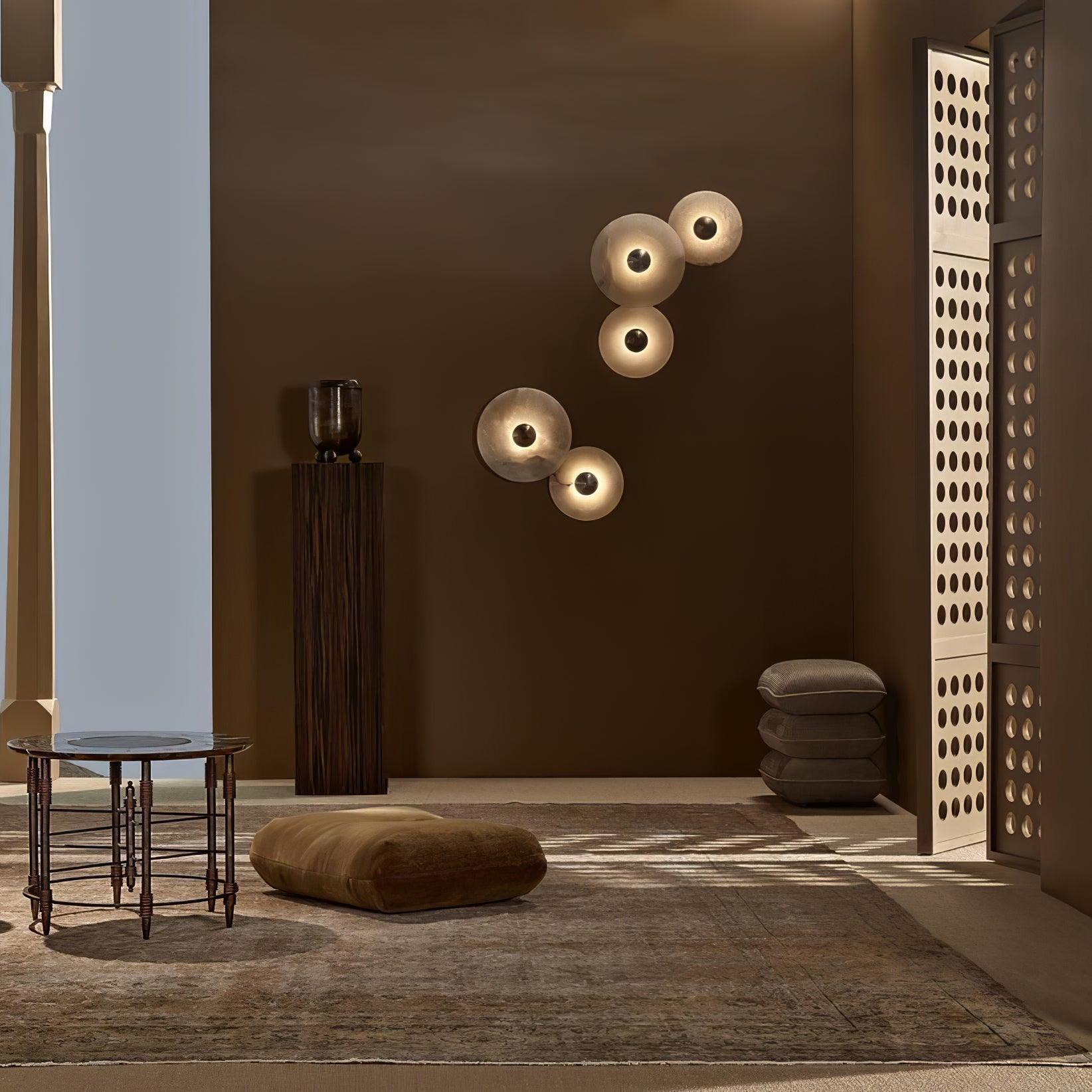Wall Light Alabaster Multi Disc 13.8 in Flush Mount Ceiling Indoor LED Fixture Modern Bronze Sconce Ambient Lighting | Thomler