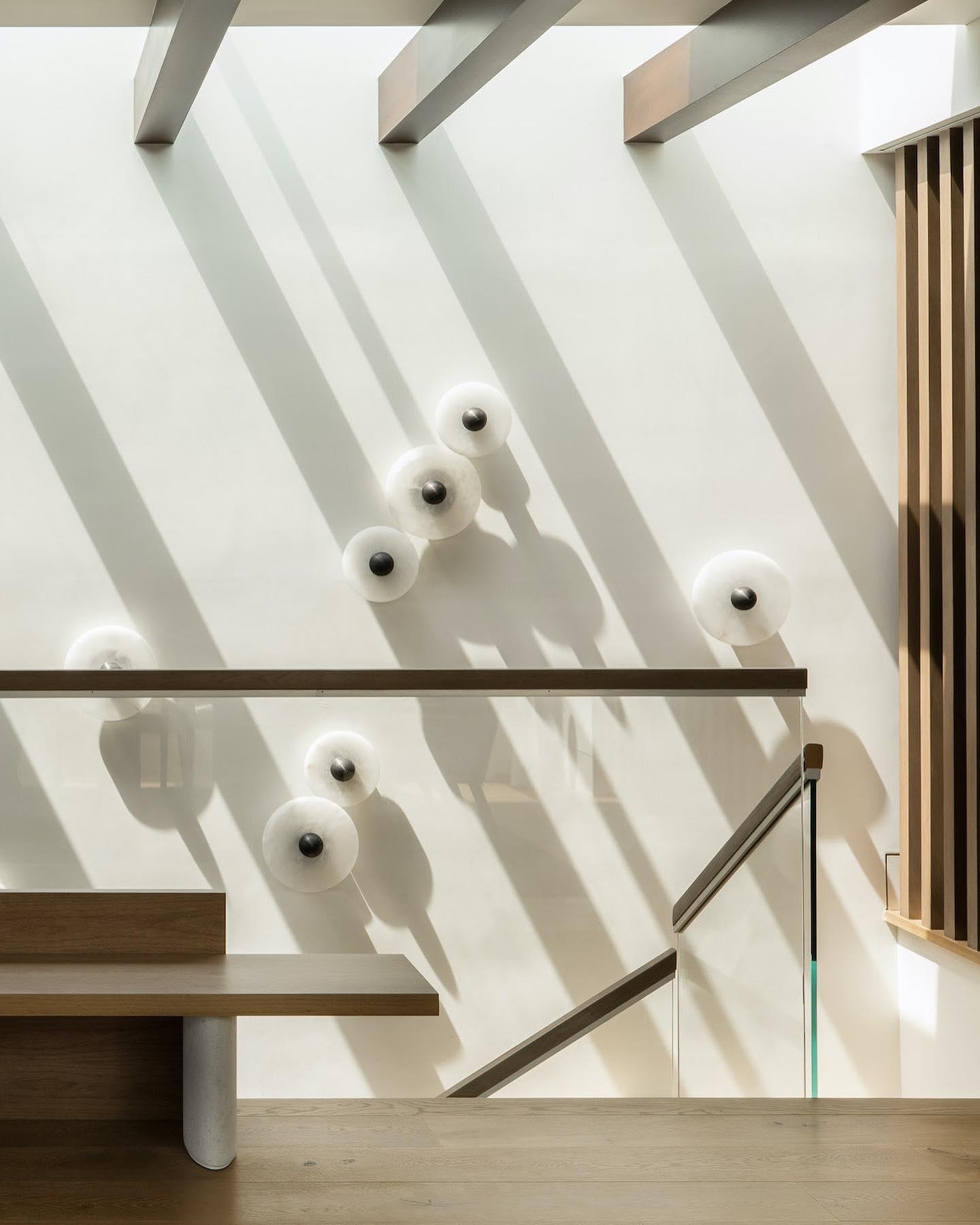 Wall Light Alabaster Multi Disc 13.8 in Flush Mount Ceiling Indoor LED Fixture Modern Bronze Sconce Ambient Lighting | Thomler