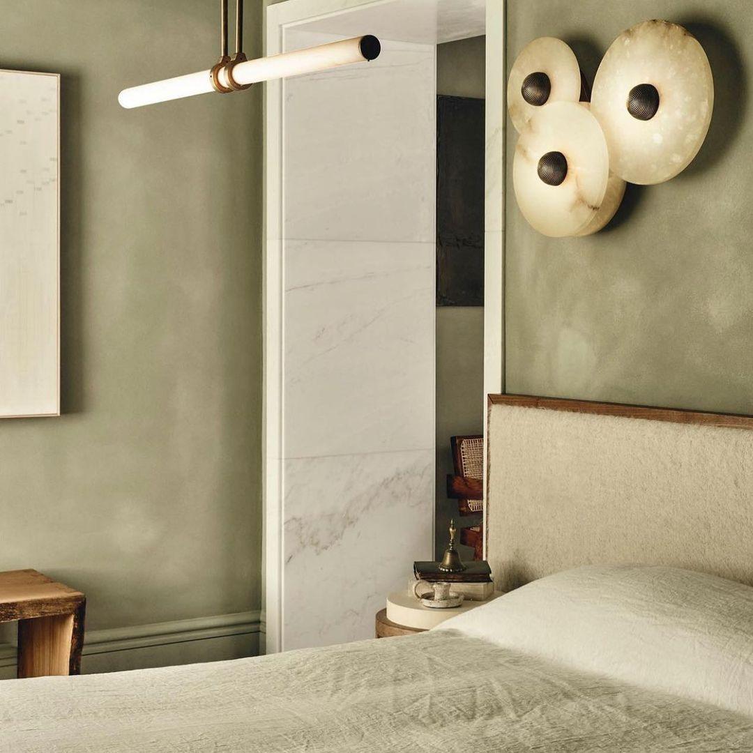 Wall Light Alabaster Multi Disc 13.8 in Flush Mount Ceiling Indoor LED Fixture Modern Bronze Sconce Ambient Lighting | Thomler