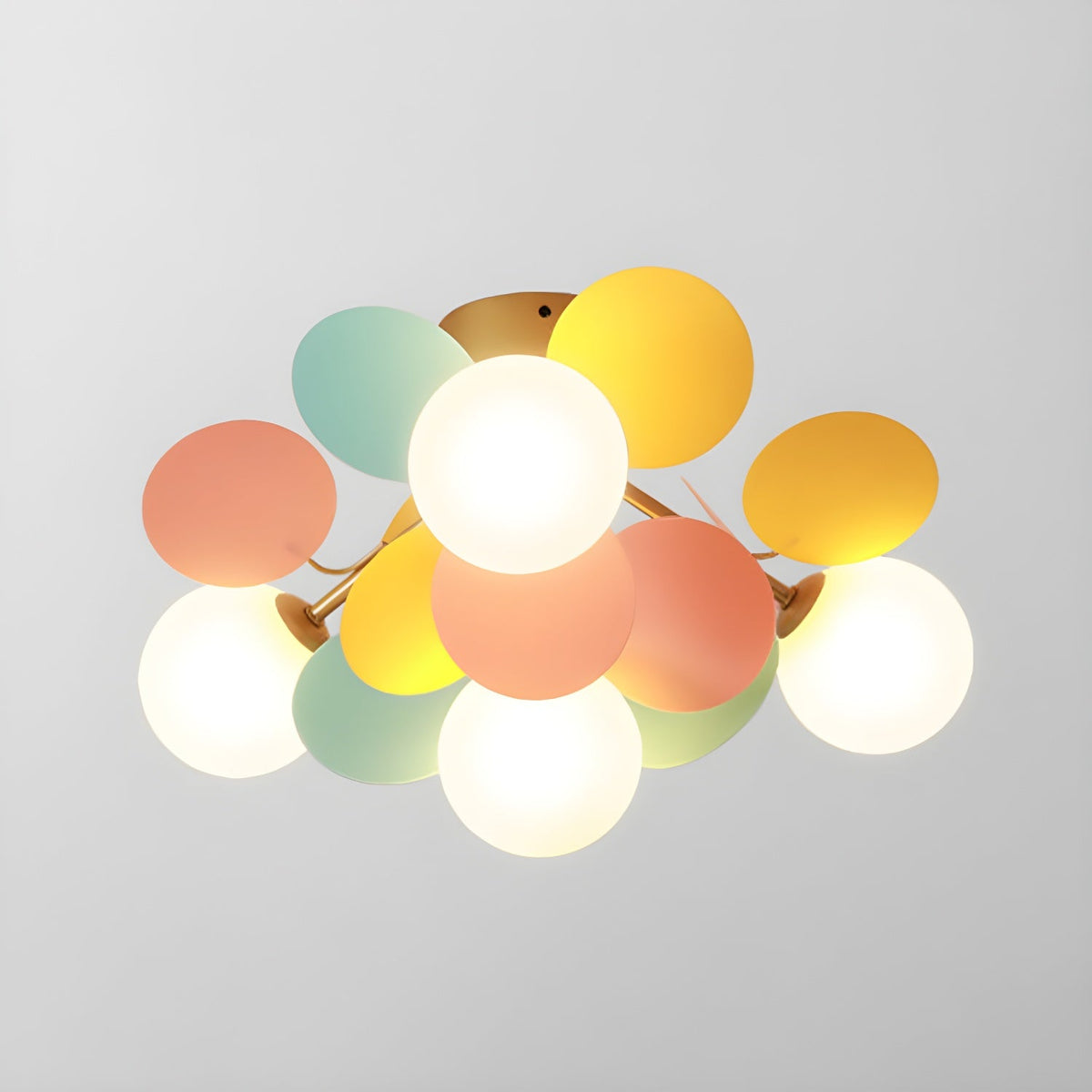 Multi-Globe Flush Mount Ceiling Light with Pastel Orb Shades – Modern Colorful LED Fixture for Kids Room, Playroom & Contemporary Space | Thomler