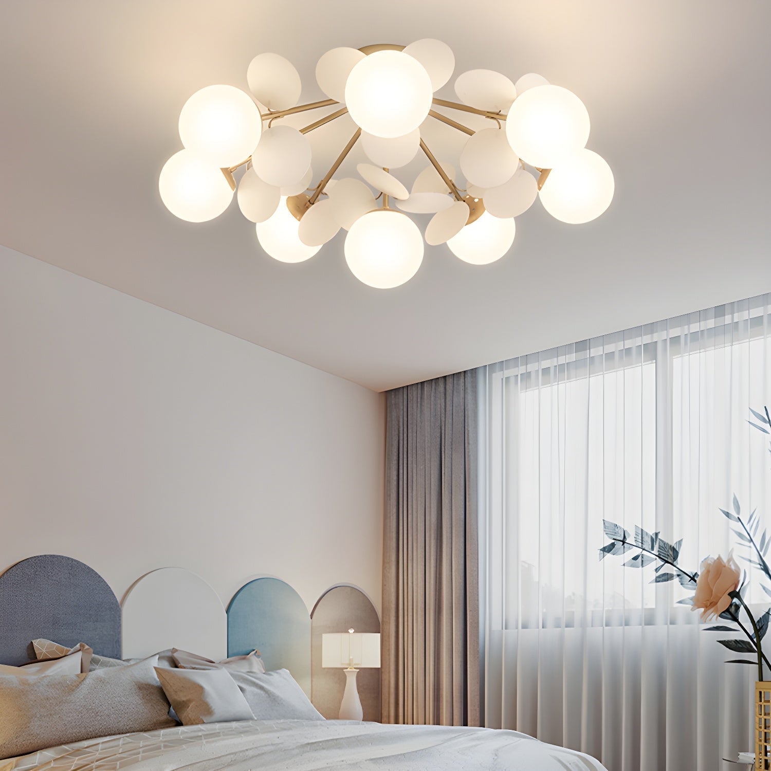 Multi-Globe Flush Mount Ceiling Light with Pastel Orb Shades – Modern Colorful LED Fixture for Kids Room, Playroom & Contemporary Space | Thomler