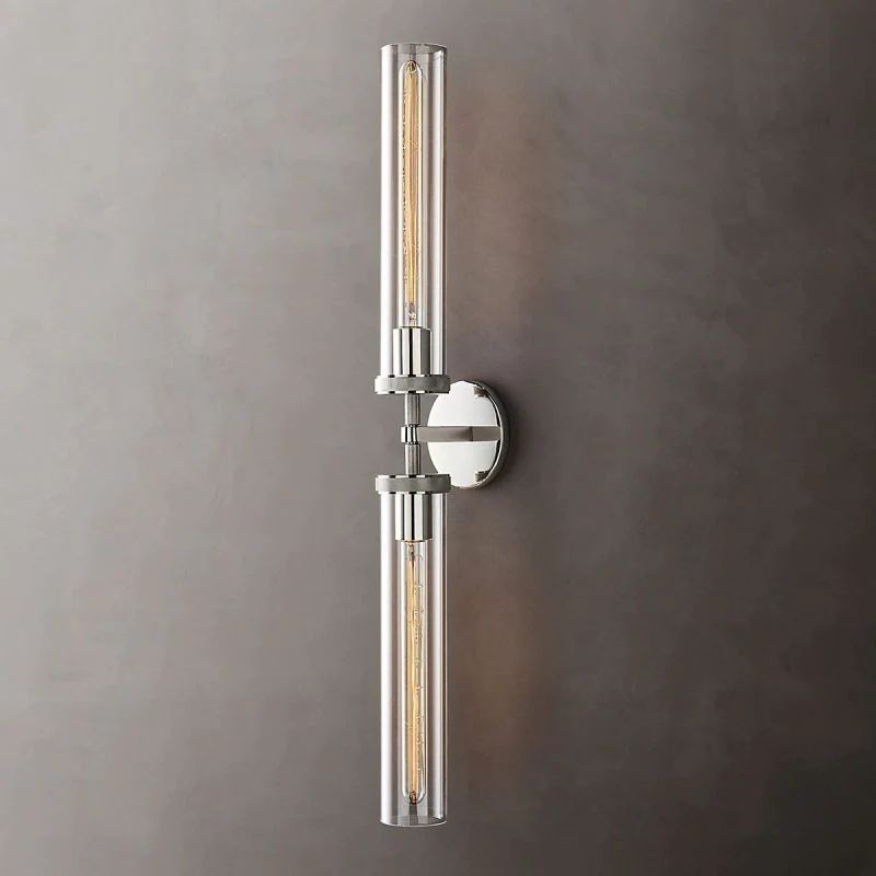 Industrial Linear Wall Light with Glass Hexagon Shade – Metal Hardwired Sconce for Hallway & Bedroom – Dimmable E26 Socket | Thomler