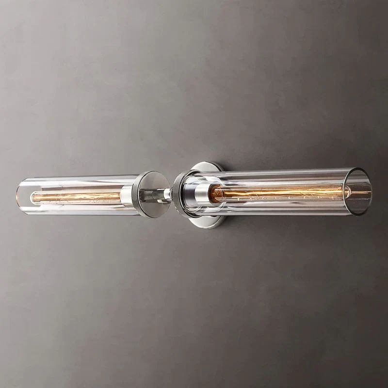 Industrial Linear Wall Light with Glass Hexagon Shade – Metal Hardwired Sconce for Hallway & Bedroom – Dimmable E26 Socket | Thomler