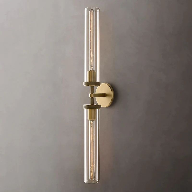 Industrial Linear Wall Light with Glass Hexagon Shade – Metal Hardwired Sconce for Hallway & Bedroom – Dimmable E26 Socket | Thomler