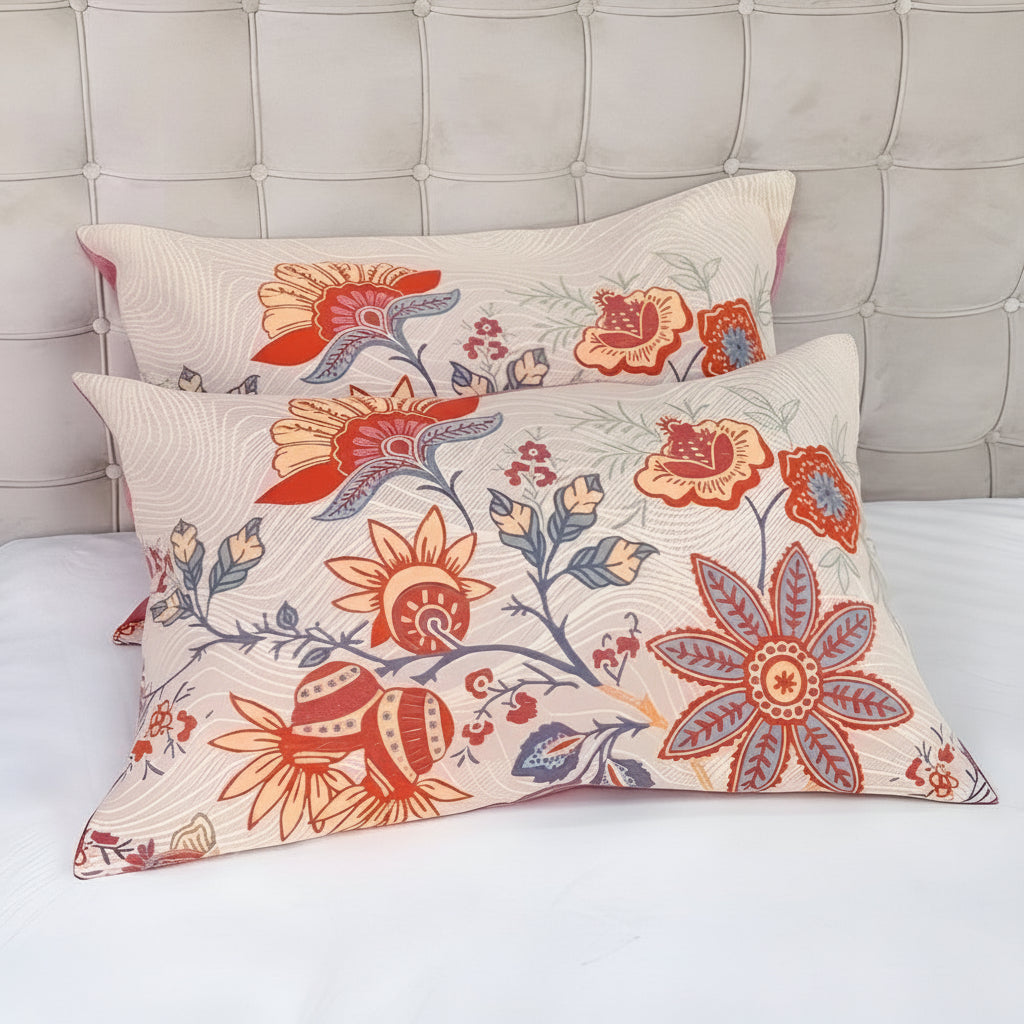 Cotton Pillowcase Set – Floral Print for Standard Pillows – 2-Piece Bedroom Linens for Rustic Boho Decor, Farmhouse Style & Modern Bedding | Thomler
