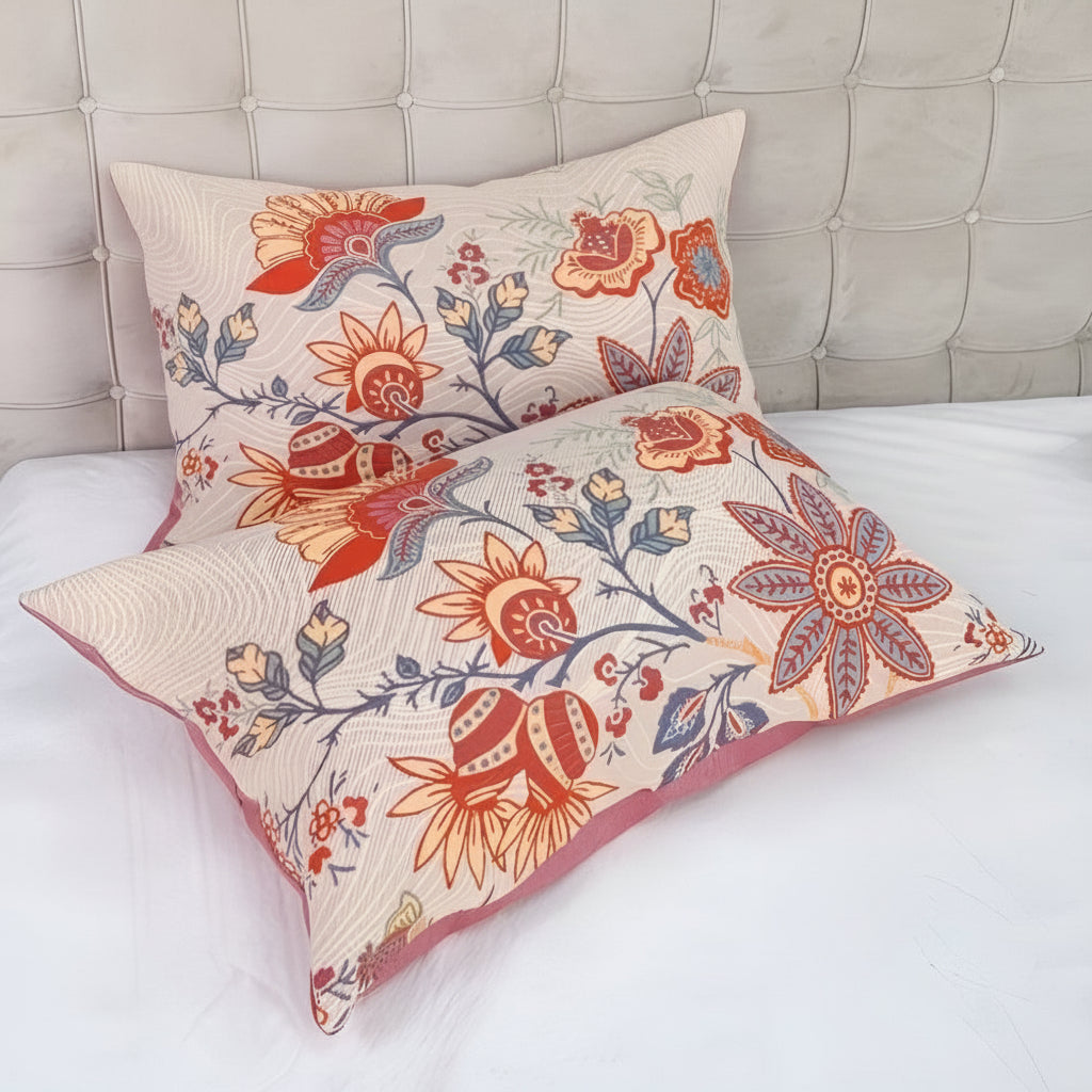 Cotton Pillowcase Set – Floral Print for Standard Pillows – 2-Piece Bedroom Linens for Rustic Boho Decor, Farmhouse Style & Modern Bedding | Thomler