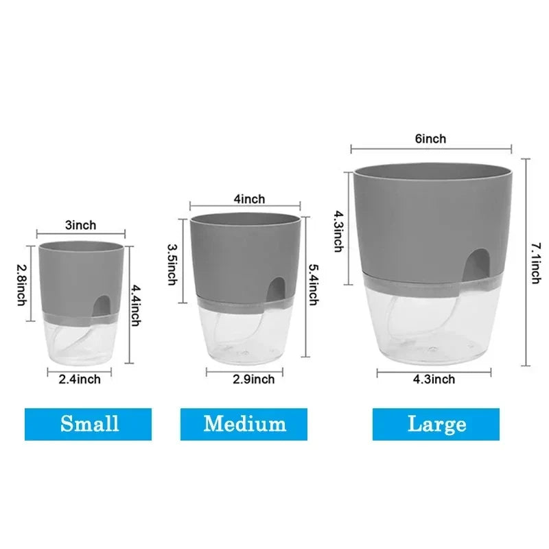 Self-Watering Planter AS Plastic 23.5 cm Height Indoor Plants Automatic Water Absorption Grey White | Thomler