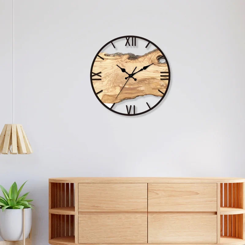 Silent Wood & Acrylic Wall Clock with Noiseless Sweep Hand for Living Room, Bedroom, Office | Modern Minimalist Time Display | Thomler