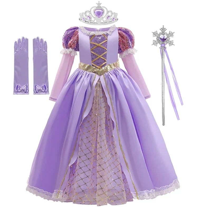 Girls Party Dress with Appliqués and Voluminous Long Sleeves for Special Occasions | Thomler