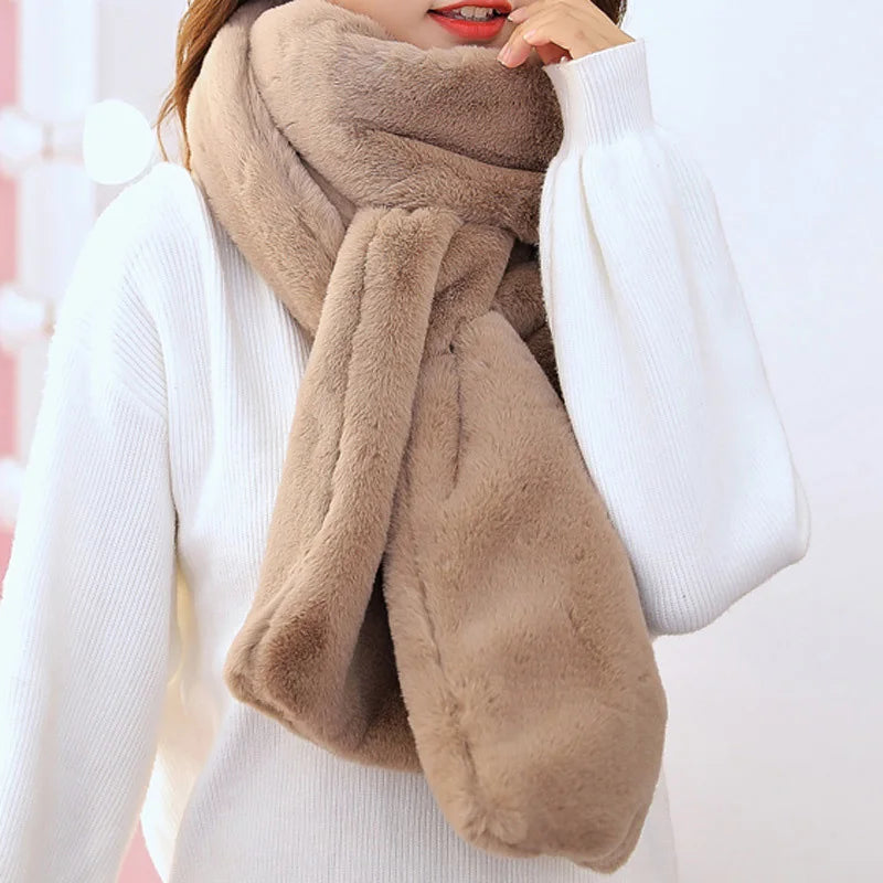 Plush Faux Rabbit Fur Winter Scarf for Women – Soft Cozy Neck Wrap | Thomler