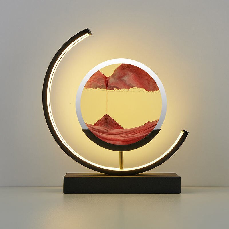 Rotating Sand Art LED Table Lamp | Mesmerizing 3D Liquid Motion Desk Light with Acrylic Frame | Modern Accent Lamp for Bedroom Living Room | Thomler