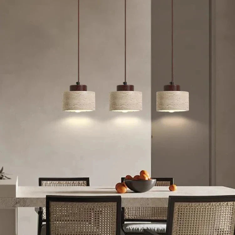 Pendant Light Travertine Stone 16.5 cm Warm White Bedroom Bedside Hanging Ceiling Lamp Scandinavian Ambient Lighting | Thomler