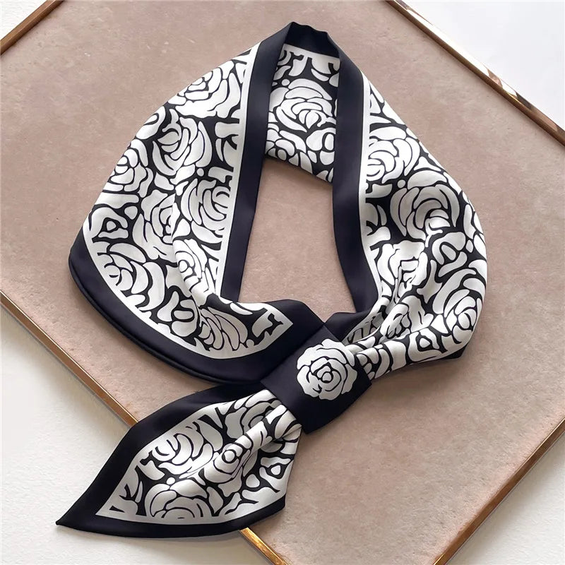 Equestrian Animal Print Skinny Neck Scarf for Women Satin Ribbon Bandana Hair Tie Wrist Wrap Accessory Multi-Use Fashion Scarf Year-Round | Thomler