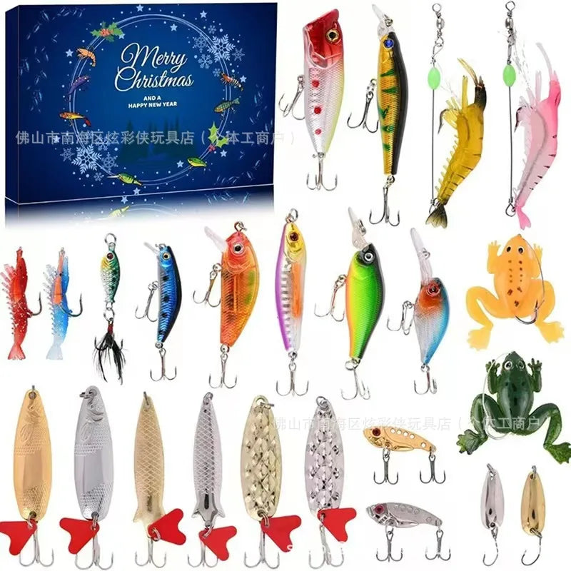 Fishing Lure Advent Calendar 24 Days – Tackle Gift Set for Bass & Trout Anglers Christmas Countdown 2025 | Thomler