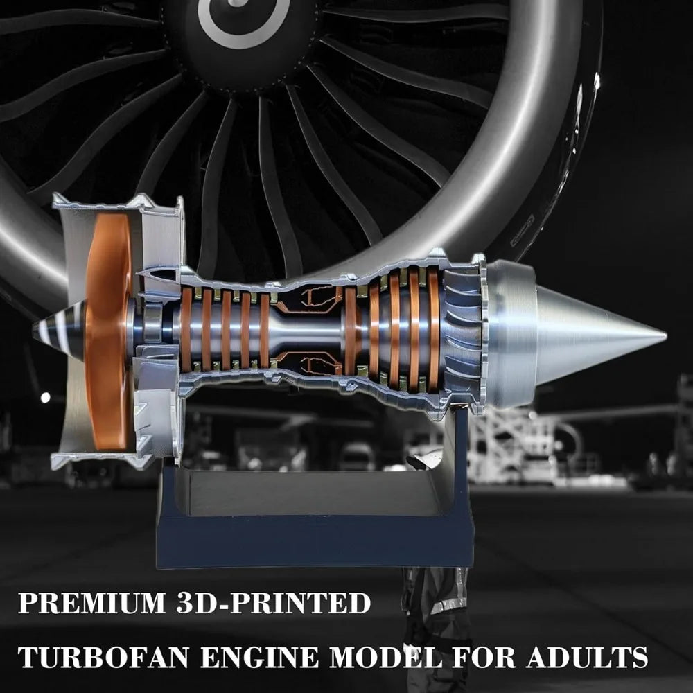 Turbofan Jet Engine Replica – 3D Printed Desk Model with Metallic Finish & Display Stand for Aviation Enthusiasts | Thomler
