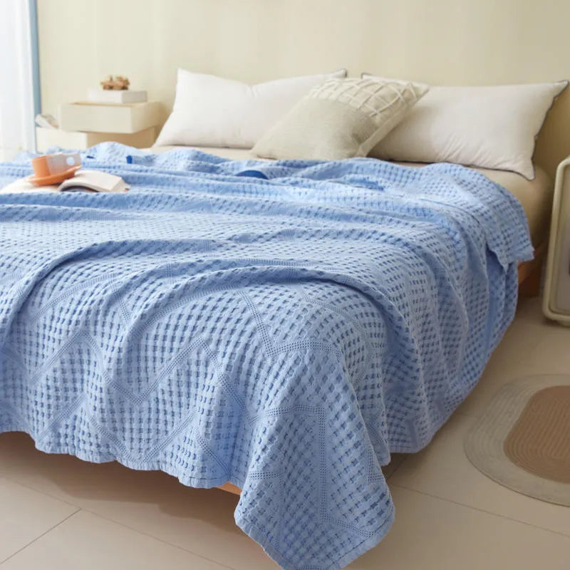 Lightweight Cotton Muslin Throw Blanket for Couch, Bed & Travel – Breathable All-Season Woven Cover | Thomler