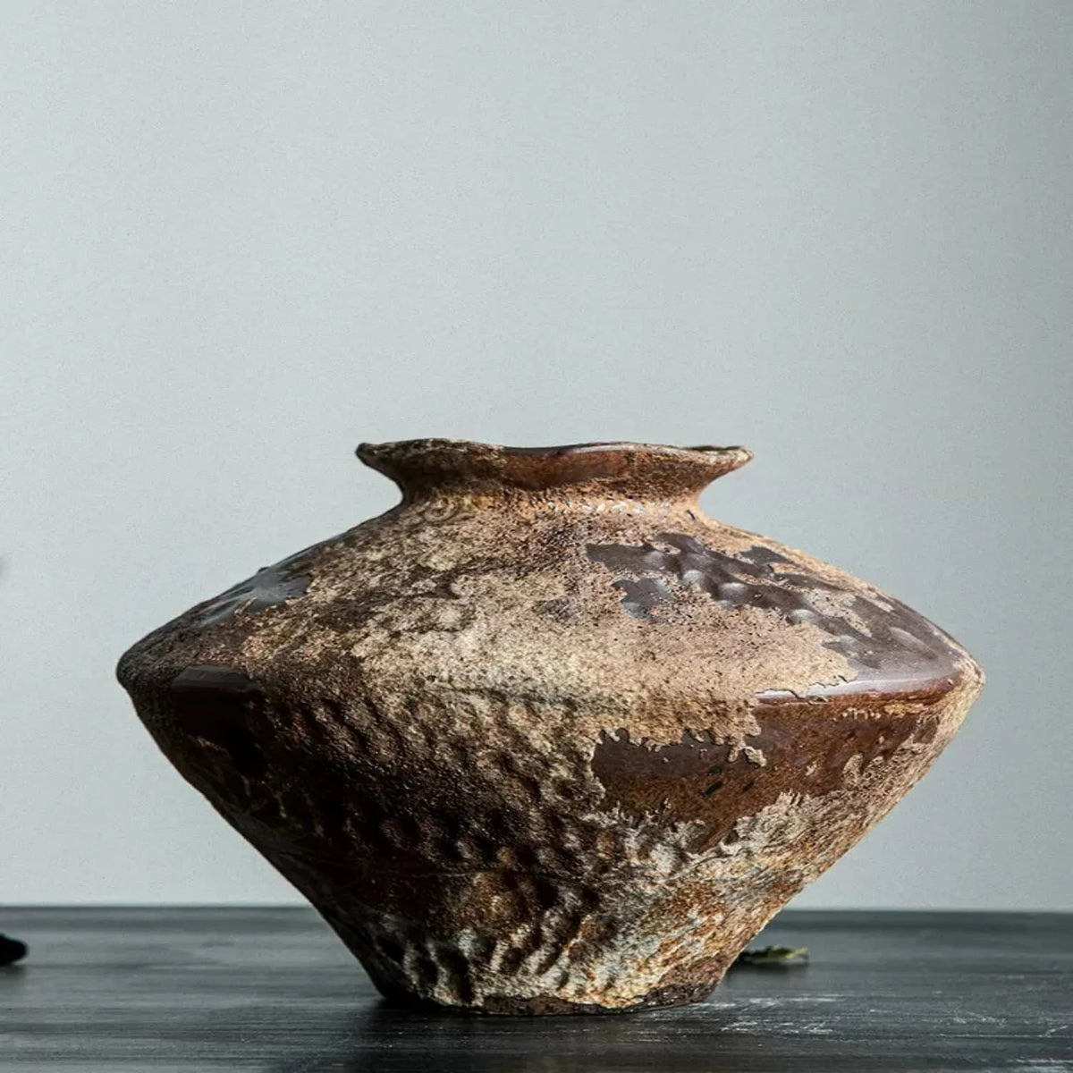 Handcrafted Stoneware Display Vase with Textured Matte Glaze for Living Room & Entryway Decor | Thomler