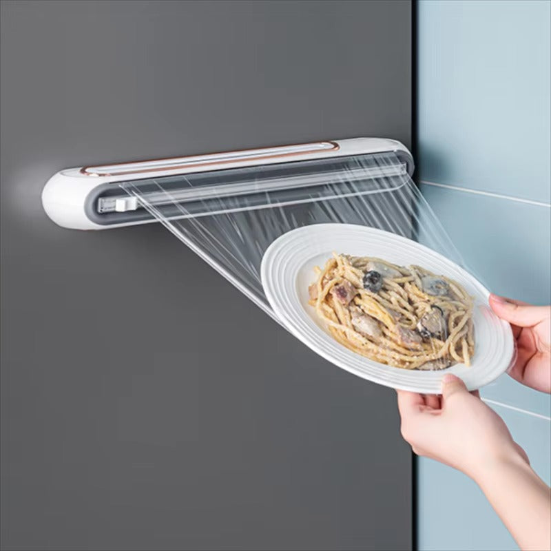 Magnetic Wrap Dispenser with Precision Cutter for Plastic Wrap, Foil & Parchment Paper – Space-Saving Kitchen Organizer, BPA-Free | Thomler