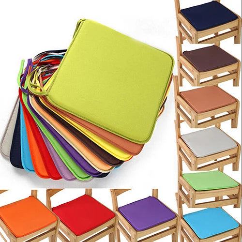 Square Chair Pad with Ties 16×16 in Cotton-Blend Dining Kitchen Office Seat Cushion Modern Solid Color for Indoor Use | Thomler
