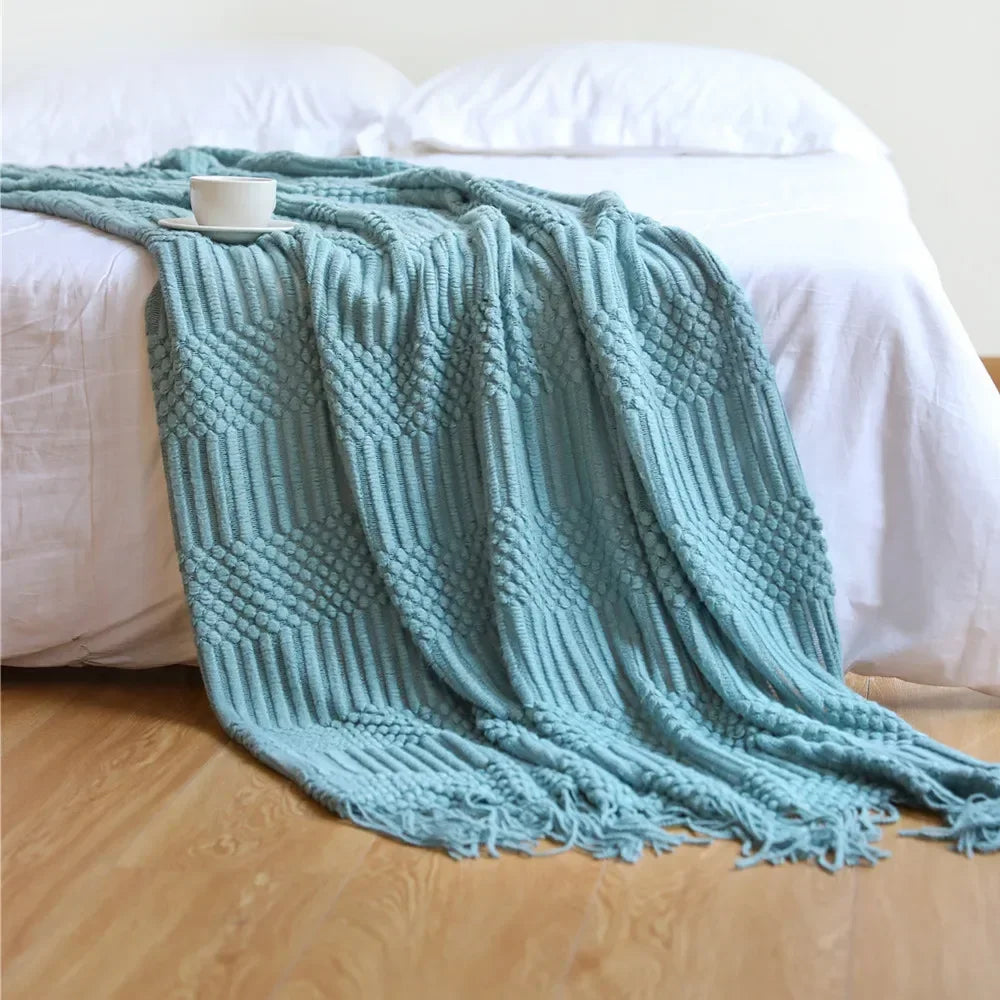 Chunky Knit Throw Blanket – Cozy Acrylic Sofa & Bed Cover for Living Room & Bedroom | Thomler
