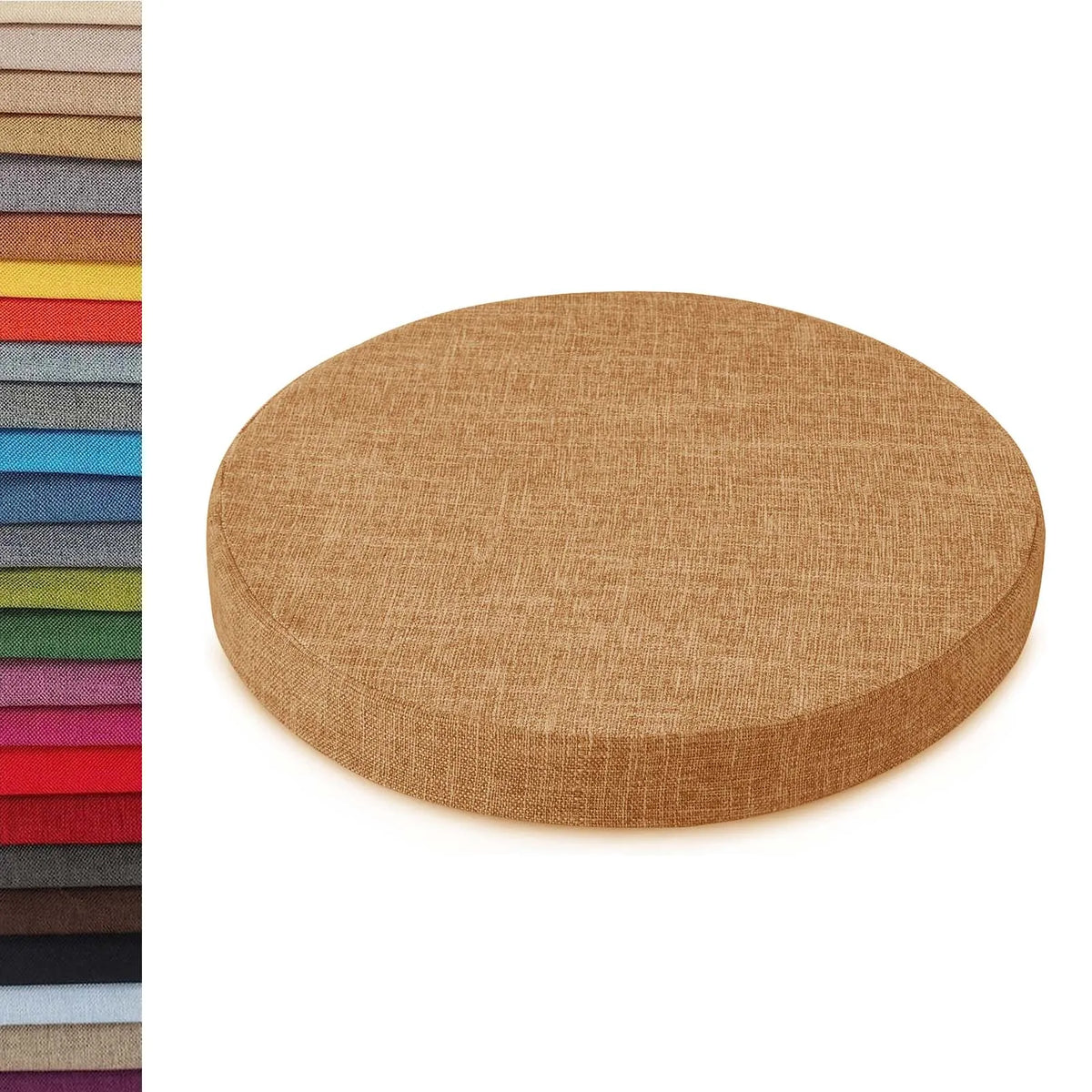 Round Seat Pad with Zipper – Machine-Washable Cotton-Blend Stool Cushion for Kitchen, Dining, Bar & Office Chairs | Thomler