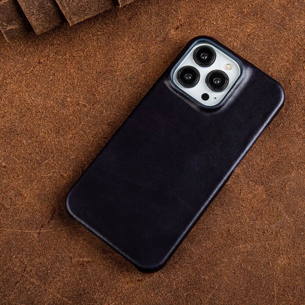 Handcrafted Full-Grain Cowhide iPhone Case – Shock-Absorbing Edge Protection with Raised Camera Lip and Port Precision | Thomler
