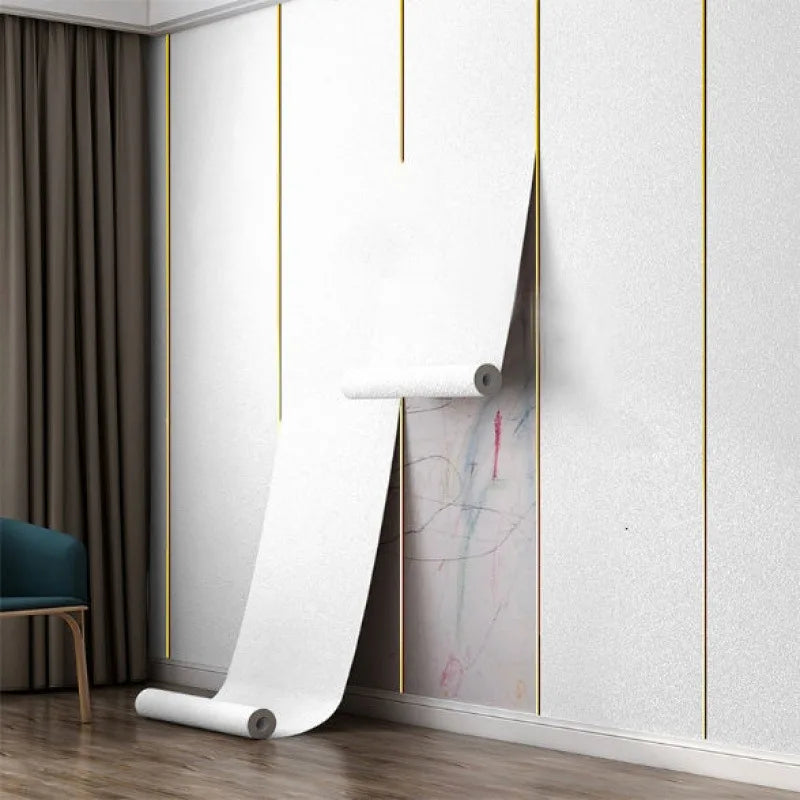 Wallpaper Linen Texture 50.0 cm Peel Stick 3D Wall Panel Living Room Bedroom Moisture Resistant Self Adhesive Covering | Thomler