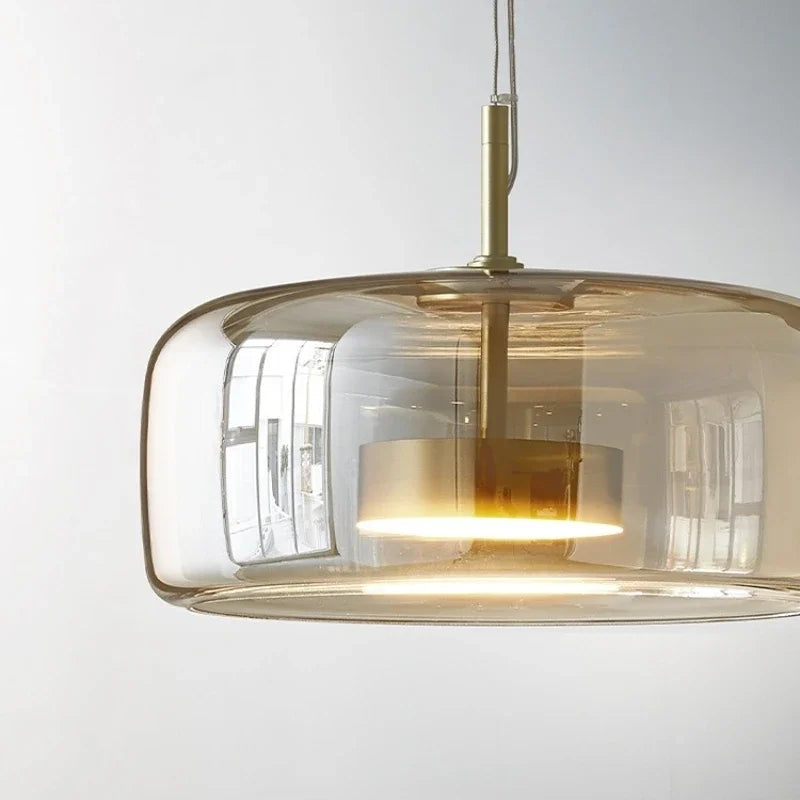Glass Globe Hanging Fixture Adjustable Ceiling Light for Kitchen Island Dining Room Living Space | Amber Clear Gray in 6 10 or 14 Inch Diame | Thomler