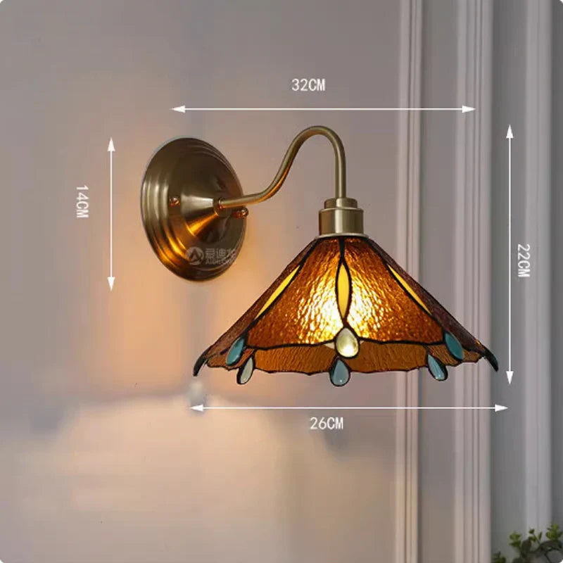 Wall Lamp Stained Glass E27 27.0 cm Hallway Bedroom Tiffany Style Lighting | Thomler