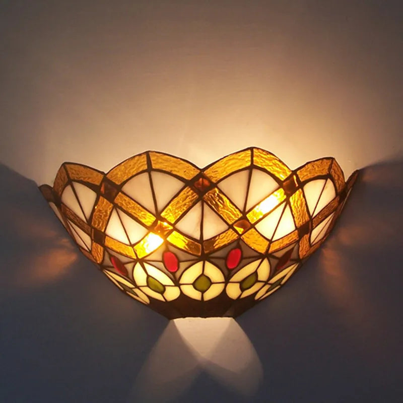 Wall Lamp Glass Mosaic E27 Blue Pastel Green Vintage Bedroom Hallway Ambient Lighting Fixture | Thomler