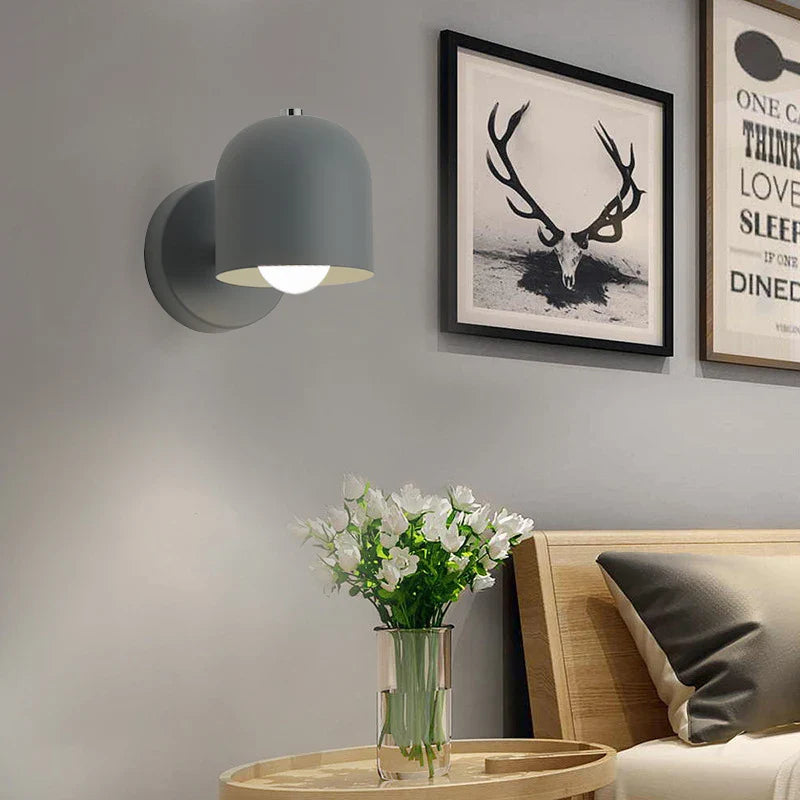 Wall Lamp Iron Glass 6.7 in White Flush Mount Bedroom Hallway Sconce Lighting Fixture Modern Minimalist | Thomler