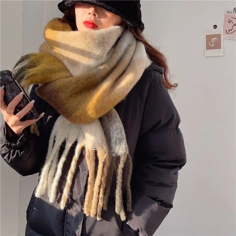 Luxurious Cashmere Winter Scarf – Soft Oversized Wrap with Vibrant Rainbow Colors for Women | Thomler