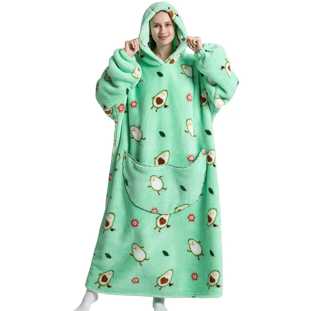 Oversized Wearable Throw with Sleeves – Ultra-Plush Hooded Wrap for All-Day Comfort – Sherpa Fleece Loungewear for Men & Women | Thomler