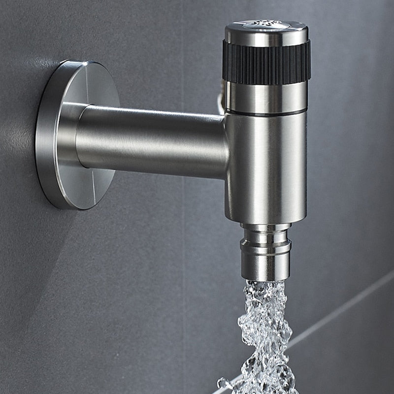 Wall-Mount Outdoor Garden Faucet | Cold Water Hose Spigot with Brass Valve & Stainless Steel Body for Yard, Patio & Balcony | Thomler