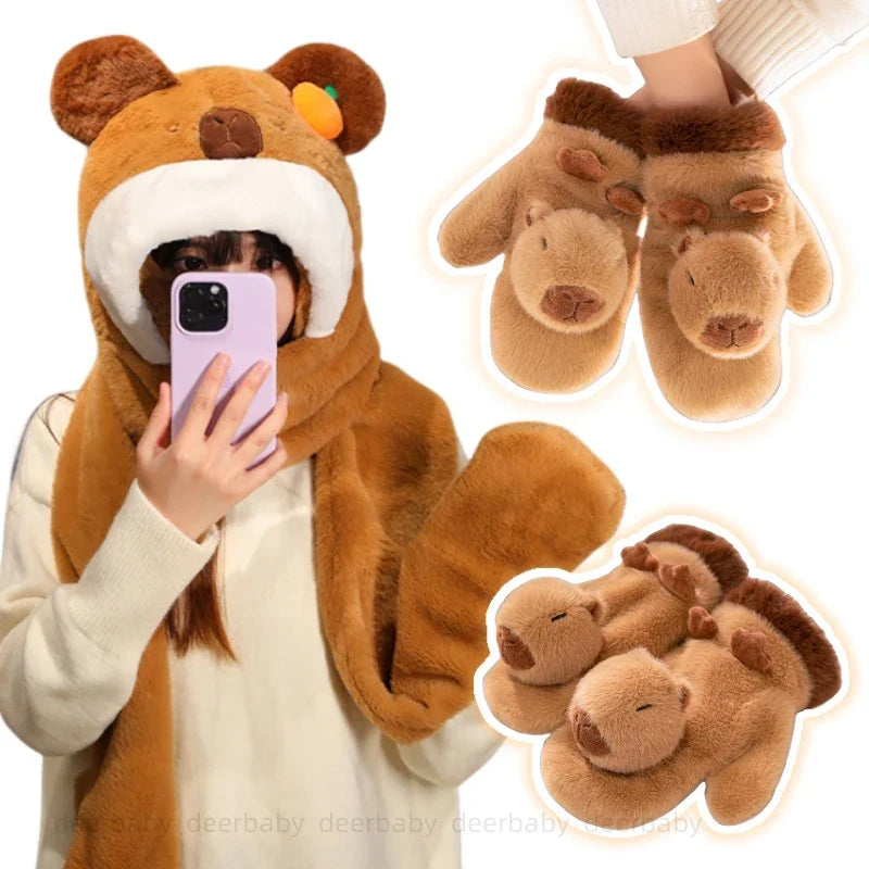 Adorable Plush Animal Winter Mittens for Kids & Adults – Soft Fleece Character Gloves with Cozy Warmth for Cold Weather | Thomler