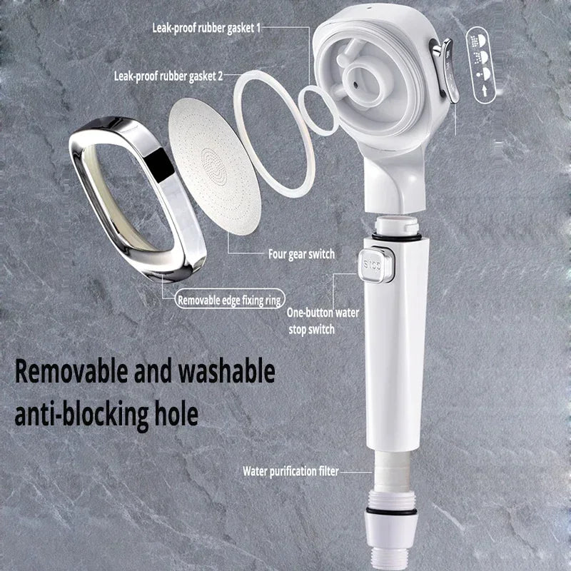 Handheld Spray Nozzle with Pause Button – 3 Spray Patterns, Universal Mount, ABS Body – For Low-Pressure Bathroom & Pet Washing | Thomler