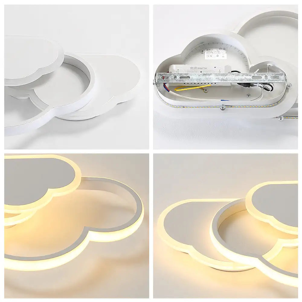 Ceiling Light Acrylic Cloud 32W Dimmable Nursery Bedroom LED Remote Control Flush Mount Lamp | Thomler