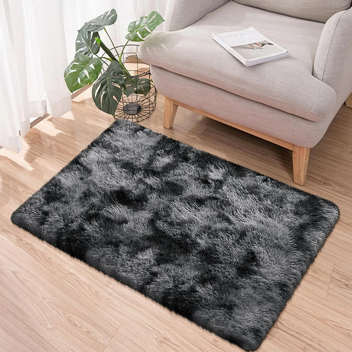 Tie-Dye Area Rug – Plush Non-Slip Machine Washable Floor Mat for Living Room, Bedroom & Playroom – Soft Polyester Carpet with PVC Backing | Thomler