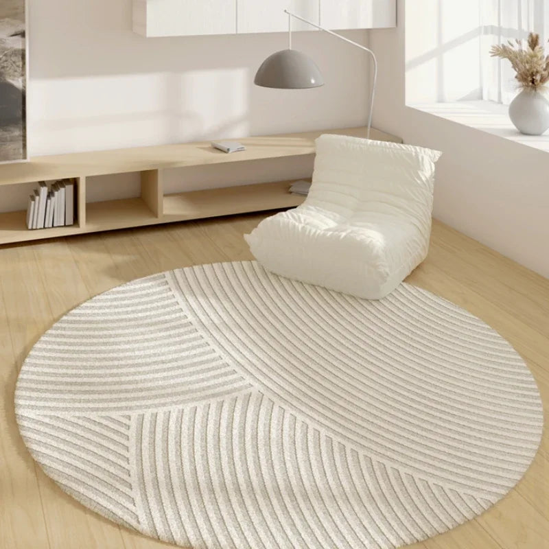 Round Area Rug with Geometric Pattern – Non-Slip Circular Floor Mat for Living Room, Bedroom & Entryway – Water-Resistant Soft Padded | Thomler